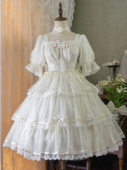 Light Flower Wedding Lolita Dress + Halterneck Suspender Dress