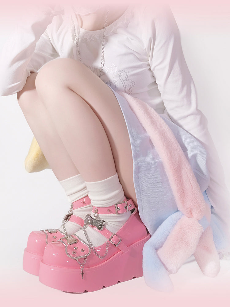 Punk Rivet Bone Millennium Platform Shoes