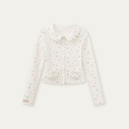Printed Doll Collar Blouse + Pants