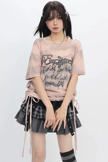 Y2k Tie-dye Off-shoulder Top