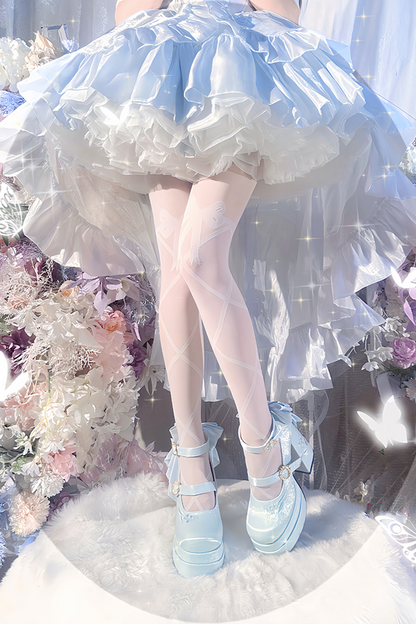 Sweet Macaron Color Ribbon Lolita Heel
