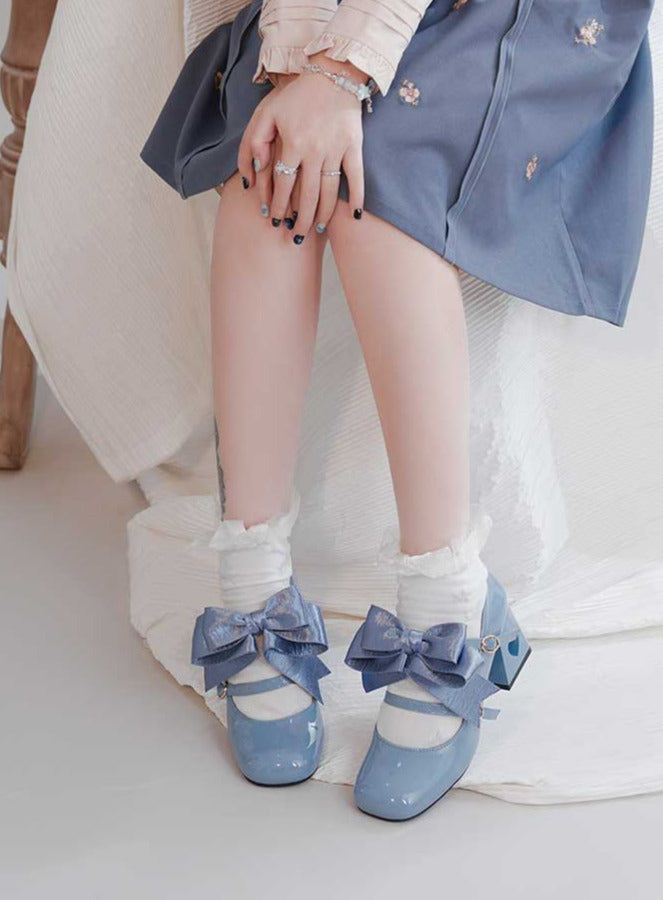 Ribbon Open Heart High Heel Lolita Shoes [jewel Ribbon/normal Ribbon]