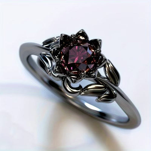 Bloodrose Witch Flower Crystal Ring