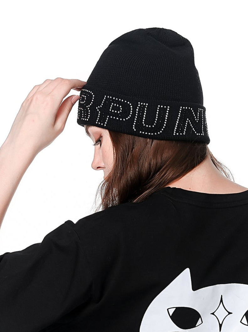 Dark Style Punk Hot Diamond Knit Beanie