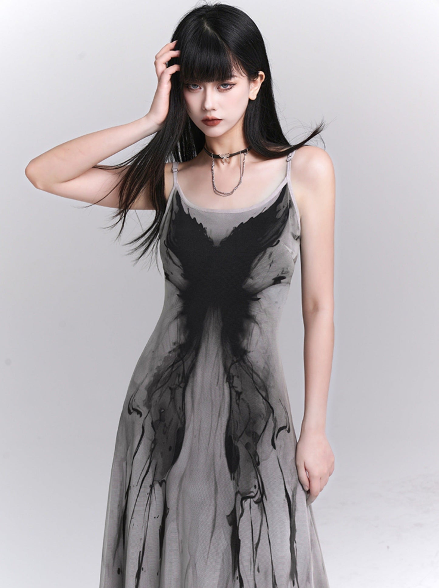 Ghost Girl Gray Suspender Dress