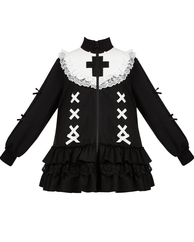 Lace-up Ruffle Dress + Animal Hat