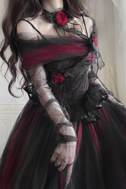Dark Tulle Dress + Hat