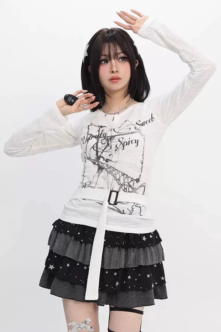 Graphic Ribbon Print Top