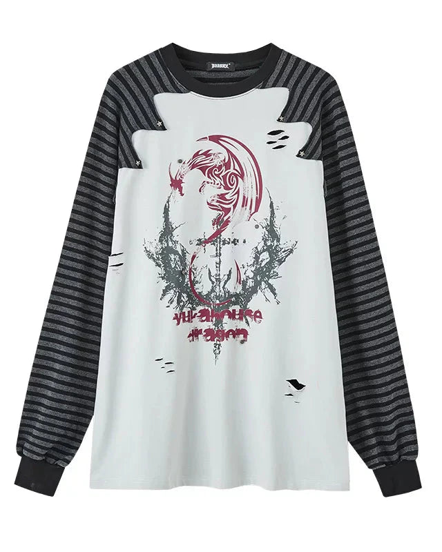 Two Tone Raglan Loose Top