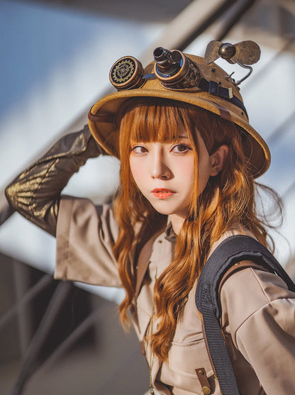 Steampunk Explorer Straw Helmet Retro Sun Visor Adventure Cap