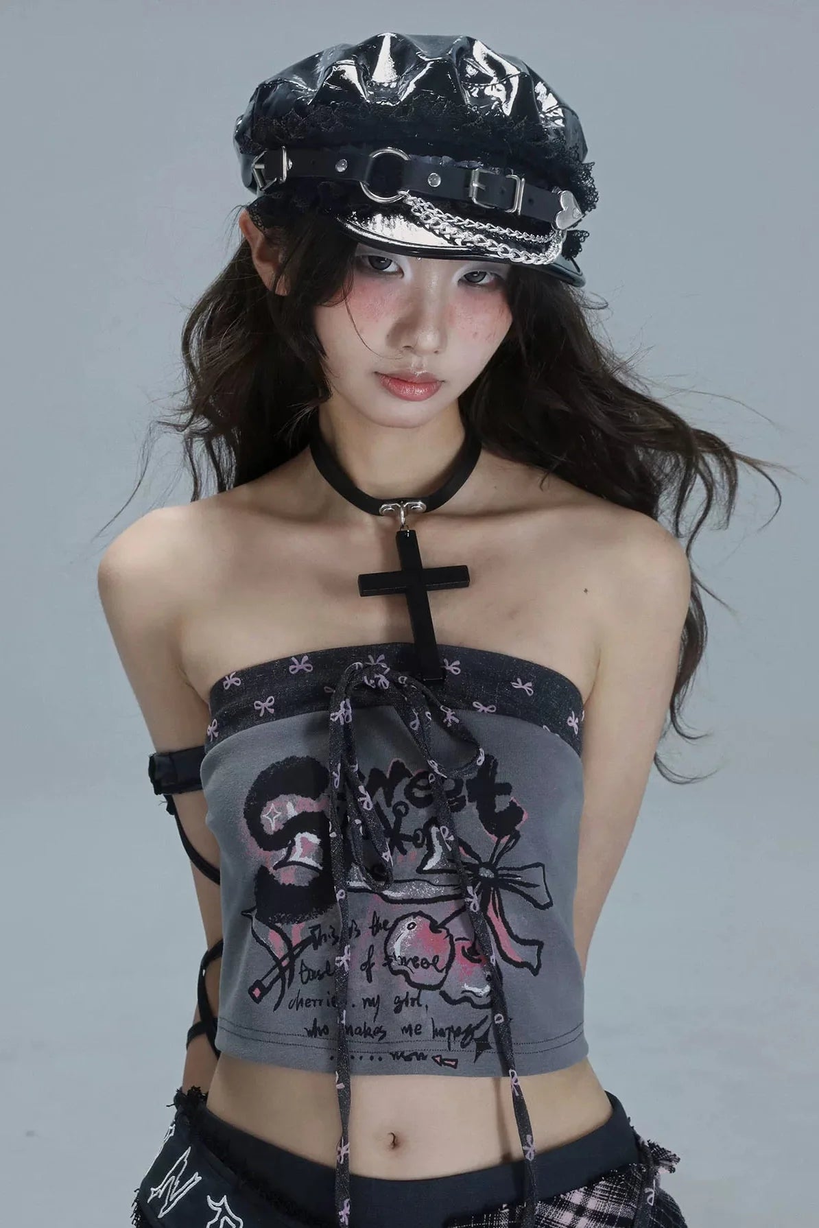 Y2k Patchwork Printed Tube Top