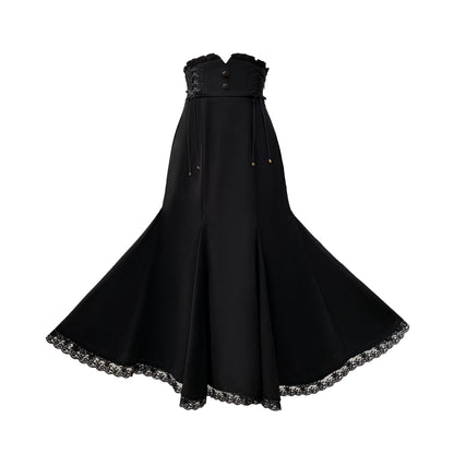 Ribbon Off-the-shoulder Shirt + Mermaid Skirt