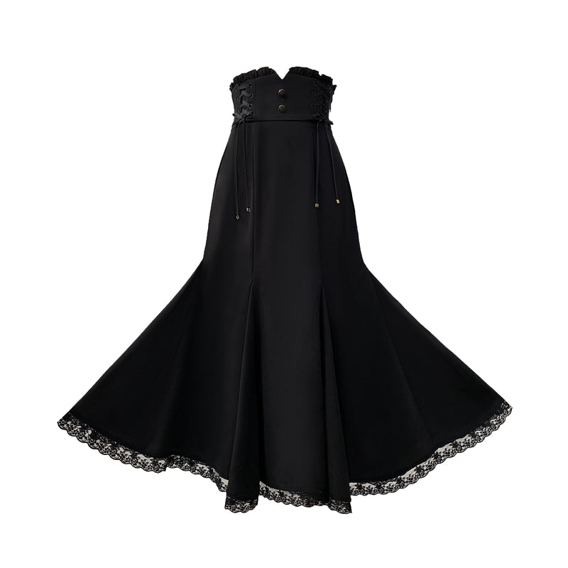 Ribbon Off-the-shoulder Shirt + Mermaid Skirt
