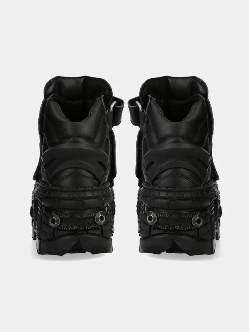 Dark Punk Style Retro Tank Sole Platform Leather Shoes