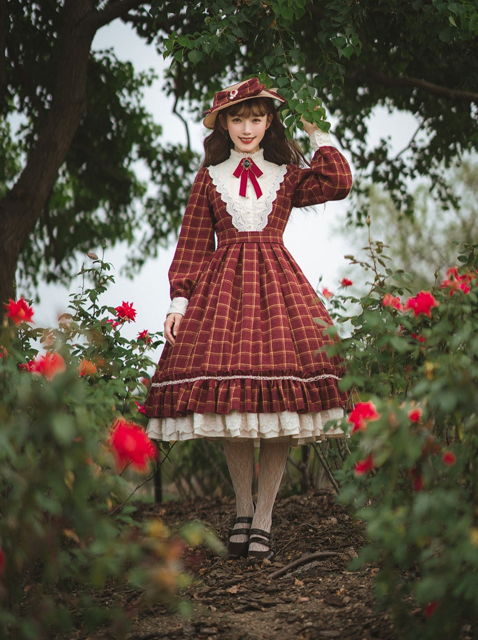 Retro Girl Volume Check Lolita Dress [pre-order]