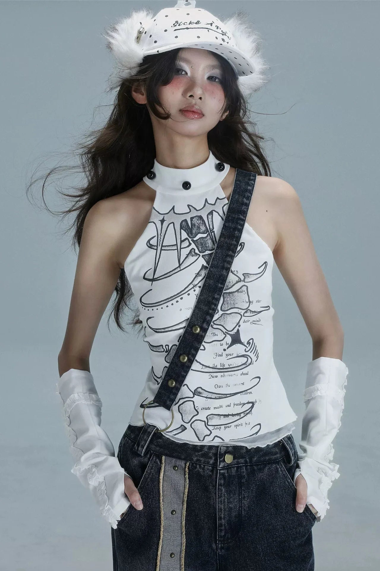 Y2k Sleeveless High Neck Top