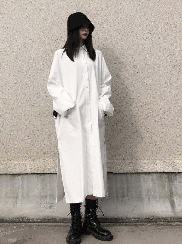 Dark Style Design Mid Length Shirt Dress