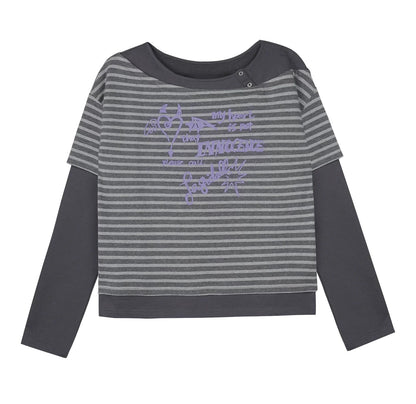Striped Graffiti Print Top