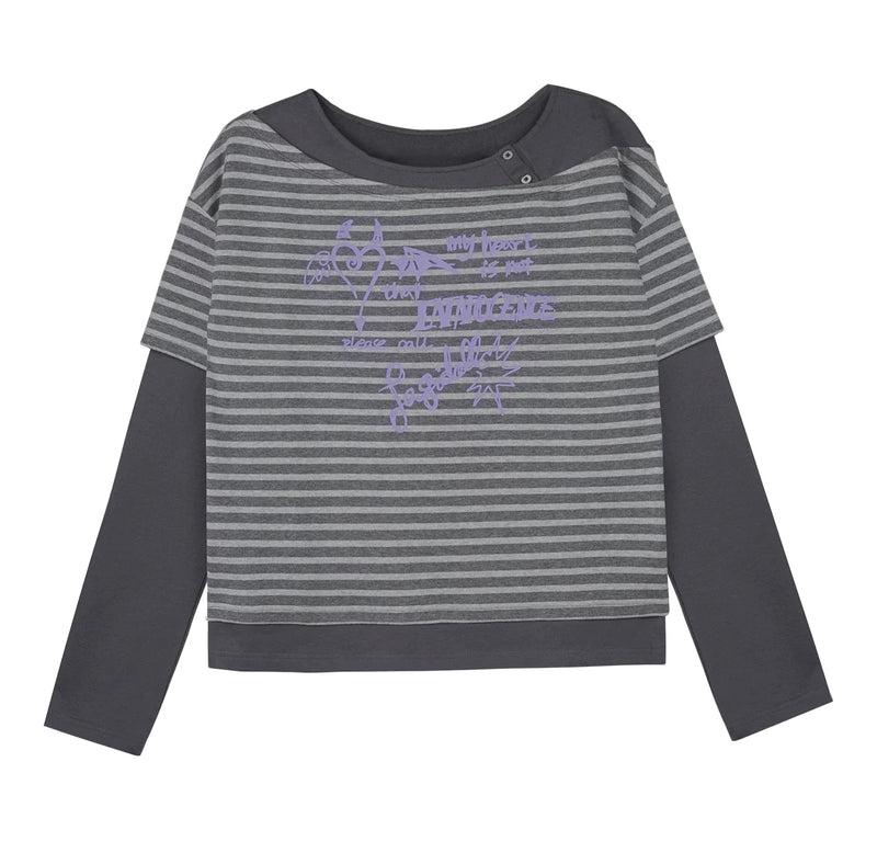Striped Graffiti Print Top