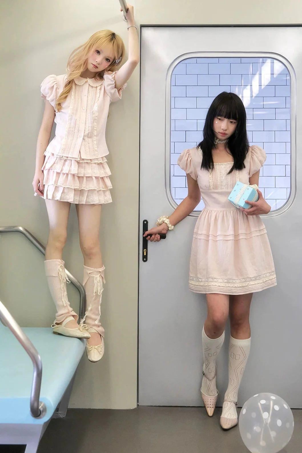 Peach Lace Doll Shirt + Tiered Skirt