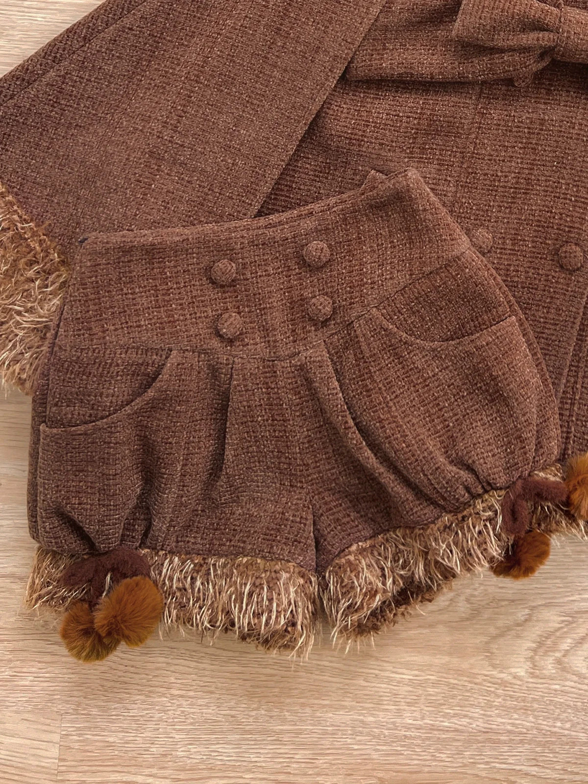 Animal Tweed Coat + Boa Shorts