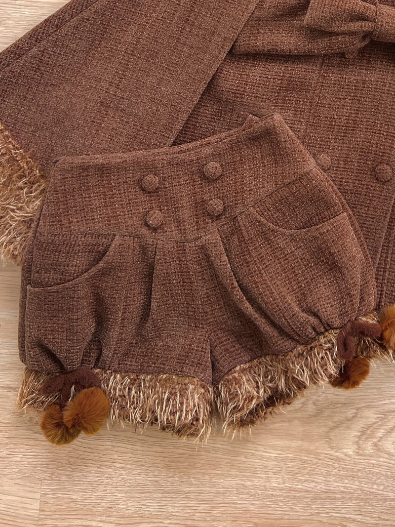 Animal Tweed Coat + Boa Shorts
