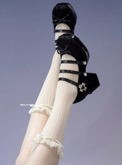 Little Ribbon Velvet Platform High Heel