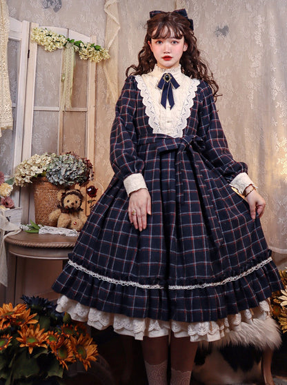 Retro Girl Volume Check Lolita Dress [pre-order]