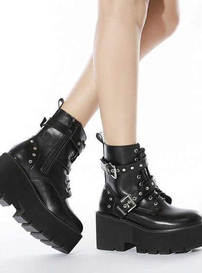 Dark Y2k Hot Girl Belt Buckle Platform Shoes
