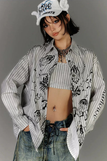 Graffiti Stripe Shirt + Camisole Vest