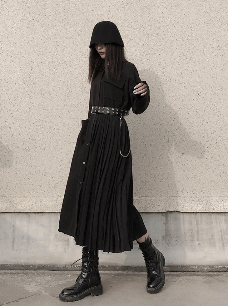 Dark Style Loose Shirt Dress