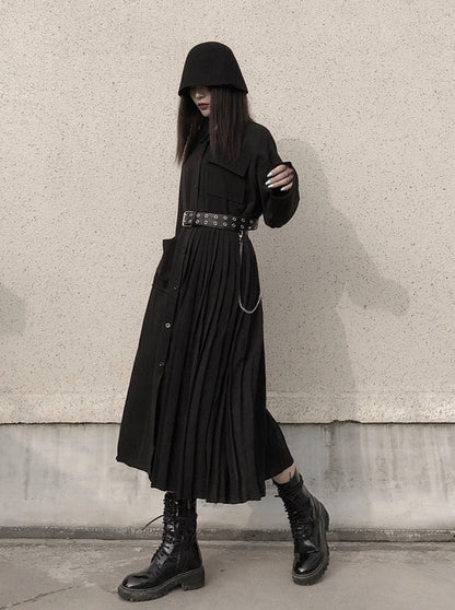 Dark Style Loose Shirt Dress