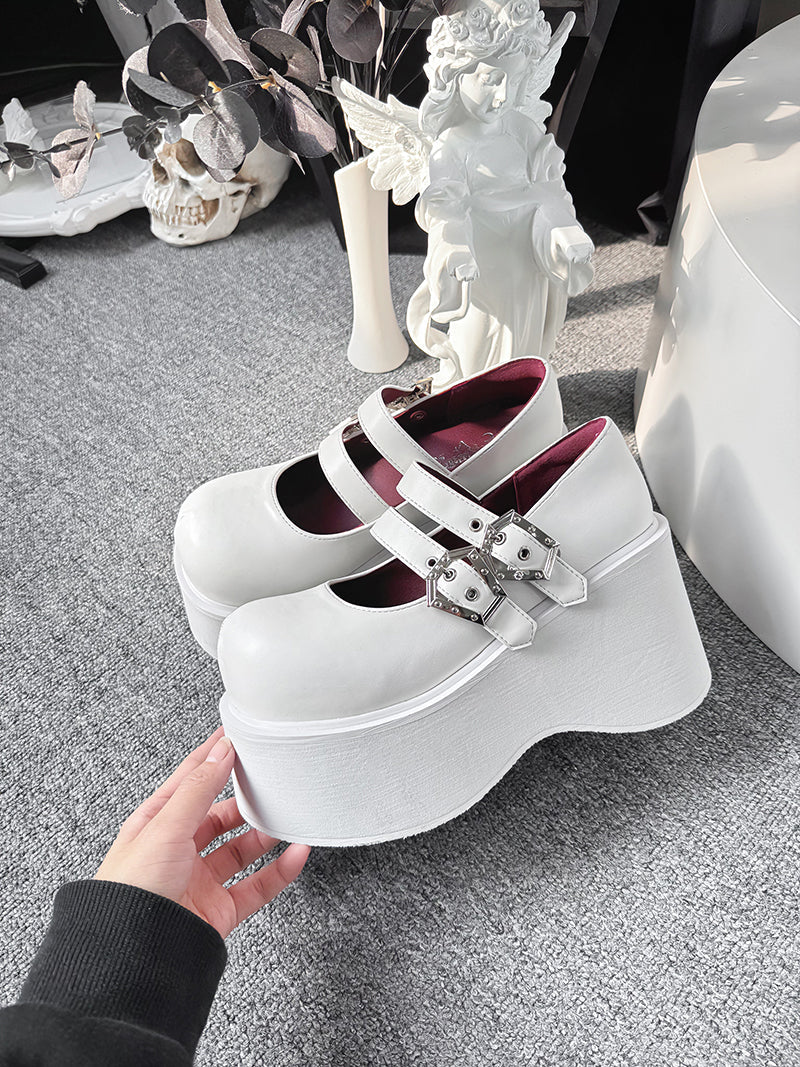 Retro Round Toe Gothic Punk Platform Shoes [matte/lace]