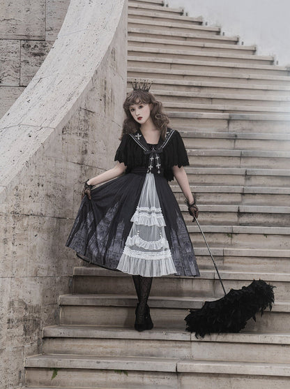 Gothic Suspender Skirt + Shawl