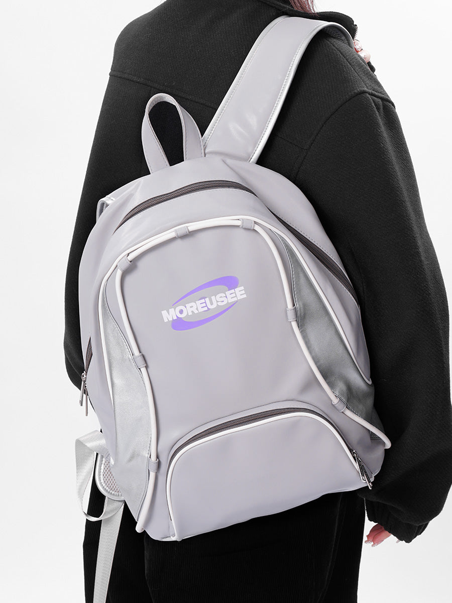 Piping Stitch Leather Pc Backpack