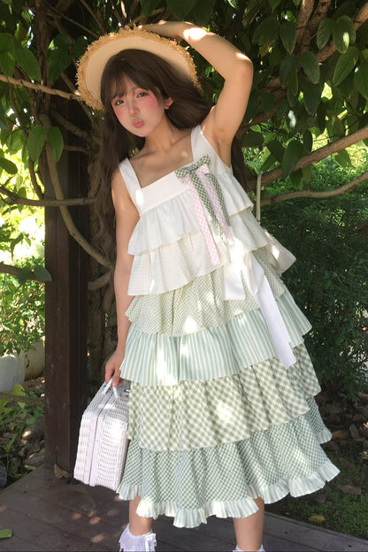 [pre-order] Tiered Ruffled Sleeveless Dress + Ribbon