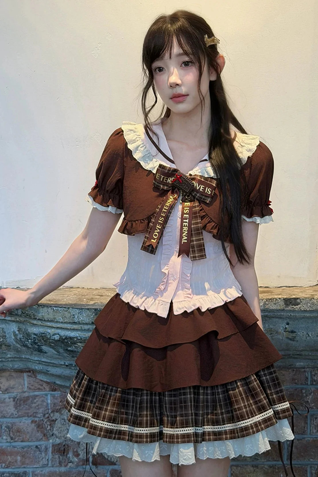 Strawberry Cocoa Doll Collar Top + Skirt