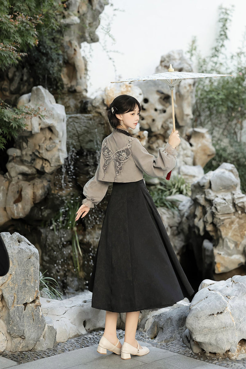 Butterfly Ember Hanfu Dress Set