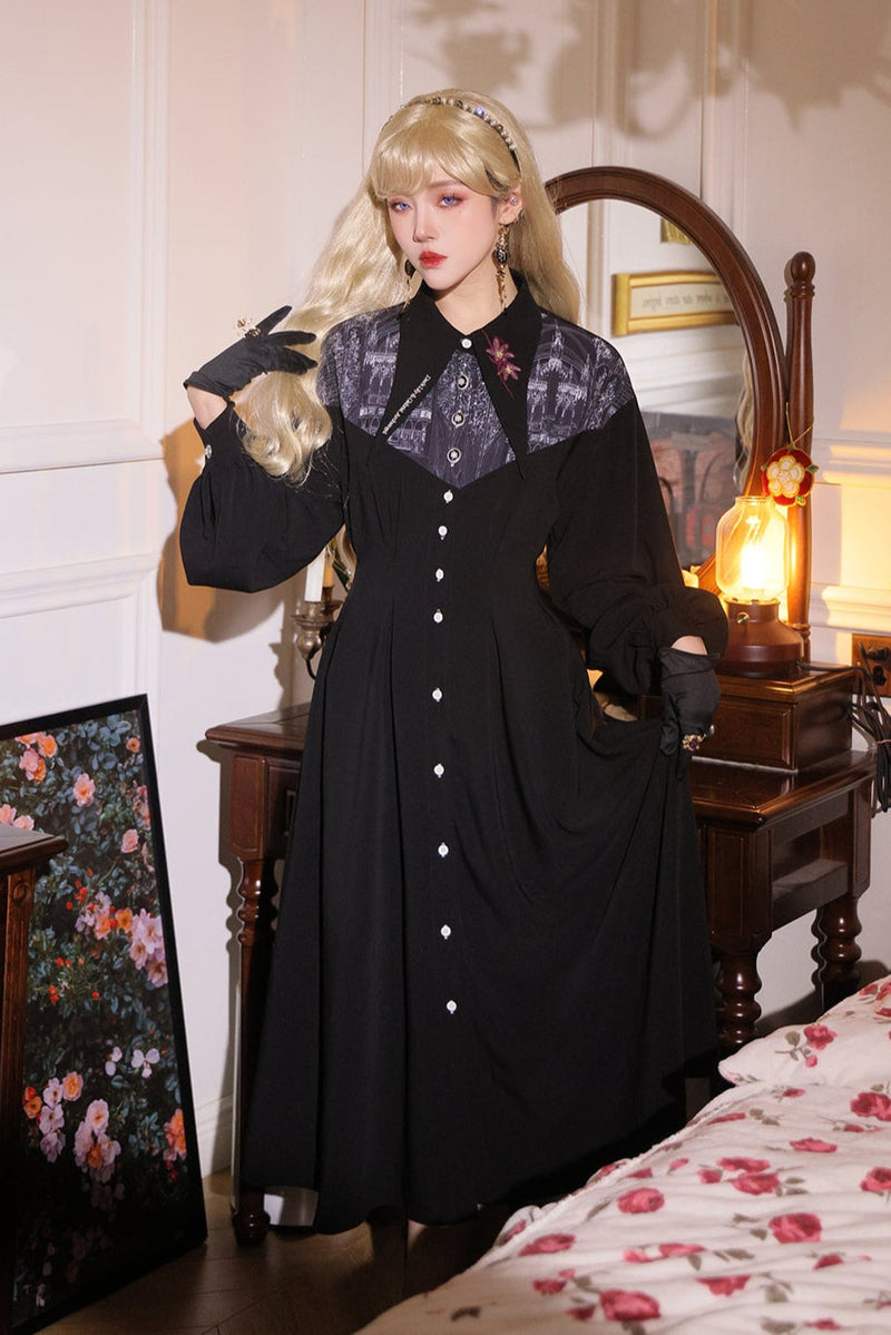 French Long Shirt Dress