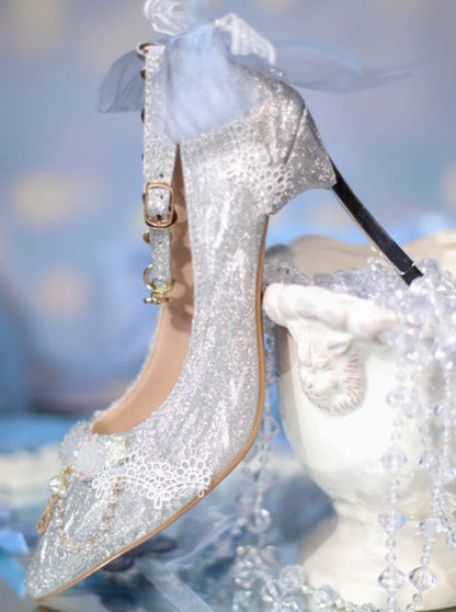 Ice Blue Lace Heels
