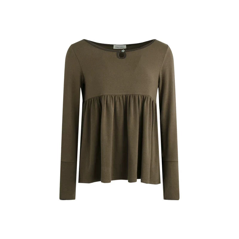 Color Block Flare Top With Neckline