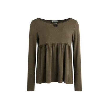 Color Block Flare Top With Neckline