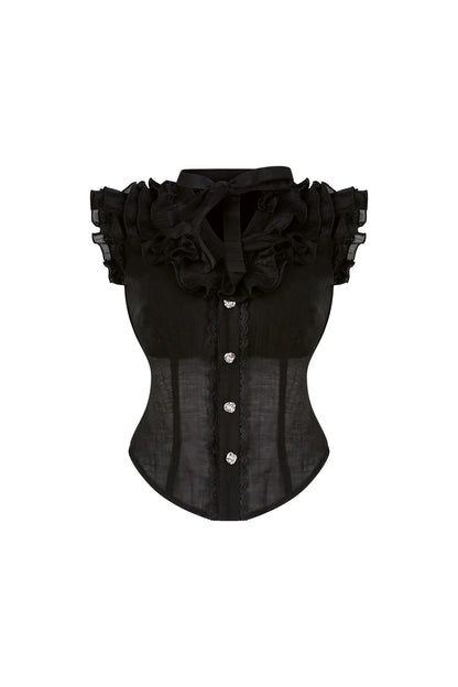 Dark Sheer Sleeveless Top + Tiered Skirt
