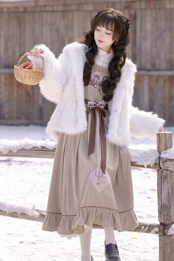Antique Lace Corduroy Dress + Blouse