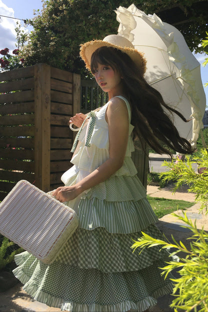 [pre-order] Tiered Ruffled Sleeveless Dress + Ribbon