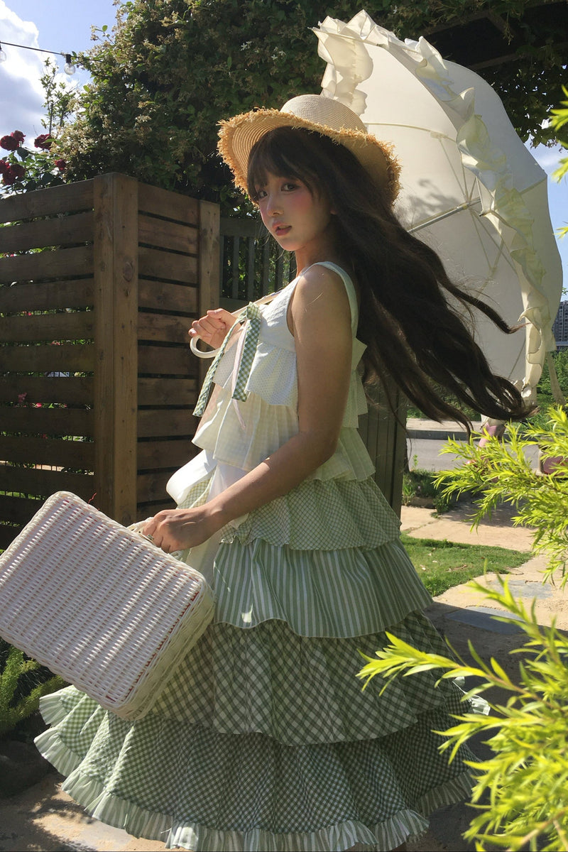 [pre-order] Tiered Ruffled Sleeveless Dress + Ribbon
