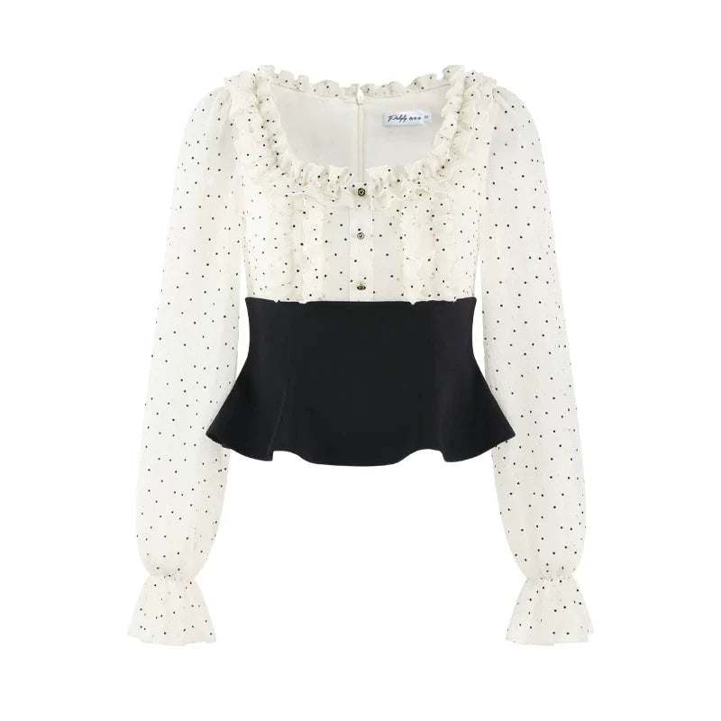 Chiffon Polka Dot Blouse + Shorts