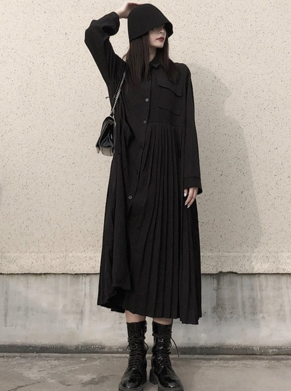Dark Style Loose Shirt Dress