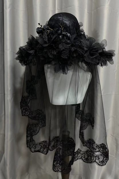 Dark Flower Lolita Gothic Hat