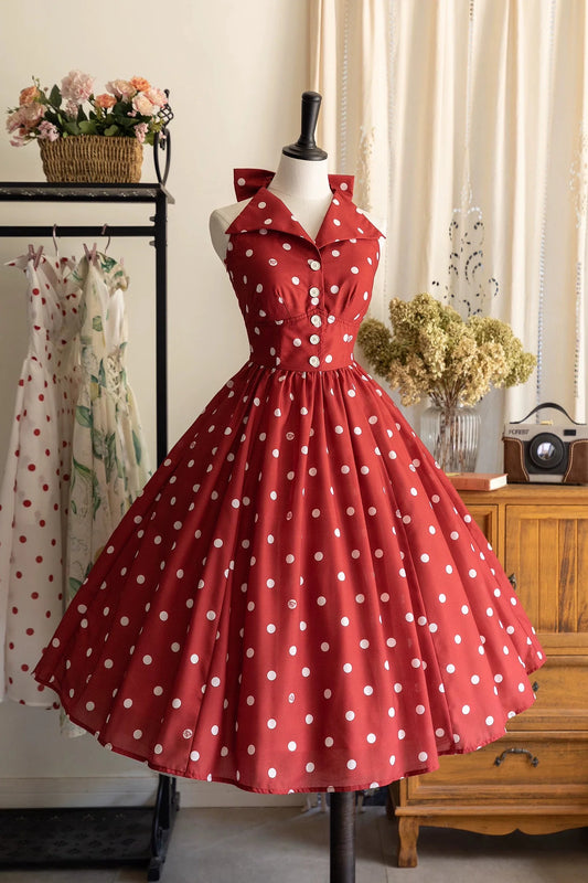 Retro Halter Neck French Flare Dress